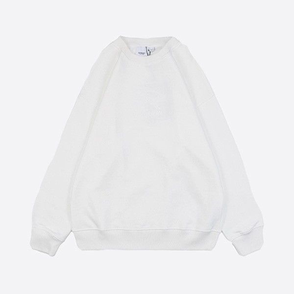 バーバリー 24Fw 胸ダーク柄軍馬刺繍ラウンドネックスウェットシャツ ホワイト