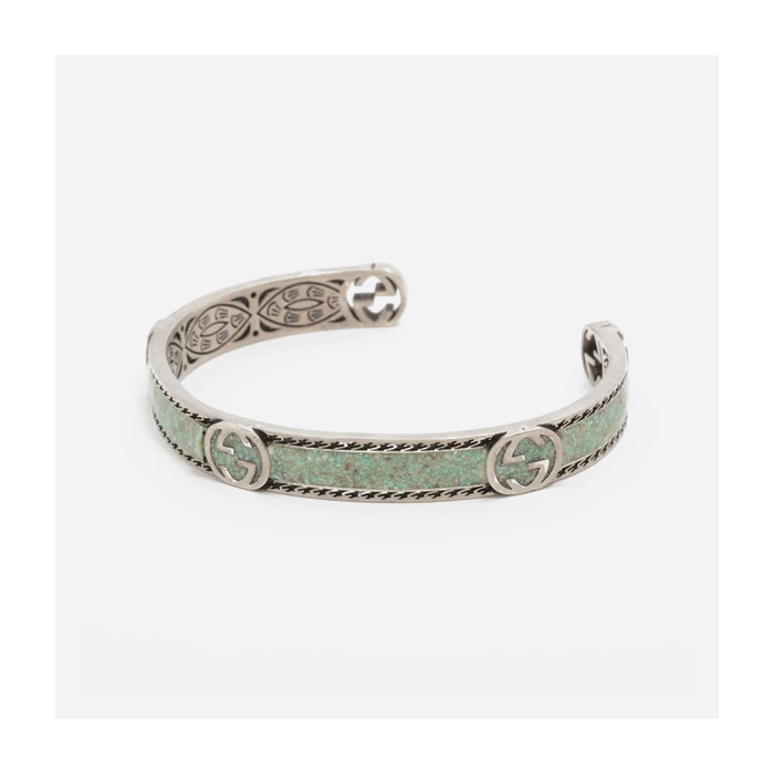 グッチ925 スターリングシルバー ダブル G インターロッキング マーブル エナメル