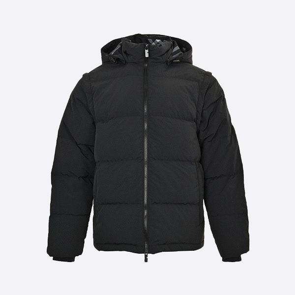 バーバリー刺繍アームバンドが付いた取り外し可能な袖フード付きダウンジャケット