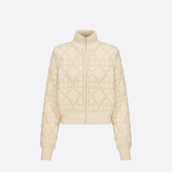 ディオールスタンドカラー ダイヤモンド ニット ジッパー ジャケット254V20AM340_X0200