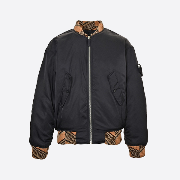 プラダ 24Fw 裏地付きセーター パッチワーク コットン ボンバー ジャケット