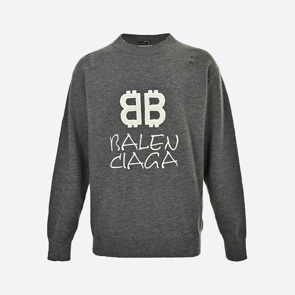 バレンシアガ ダブル B 刺繍ニット クルーネック セーター