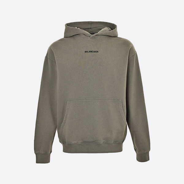 バレンシアガ刺繍入りレタリング ウォッシュド フード付きスウェットシャツ