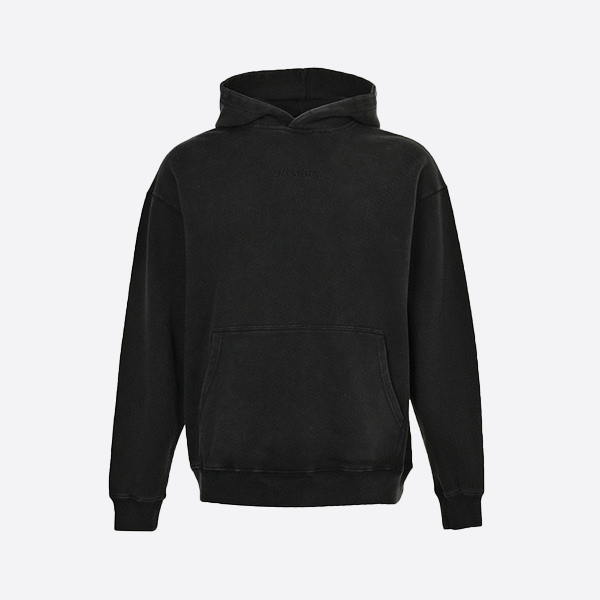 バレンシアガ刺繍入りレタリング ウォッシュド フード付きスウェットシャツ