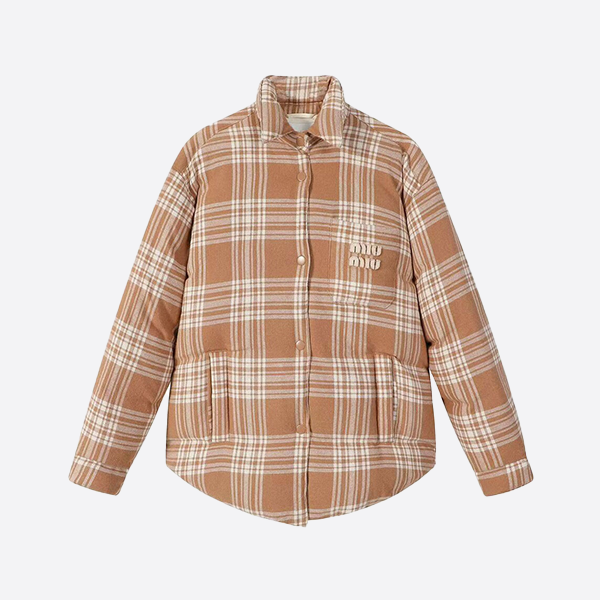 ミュウミュウ チェックジャガードダウンジャケット