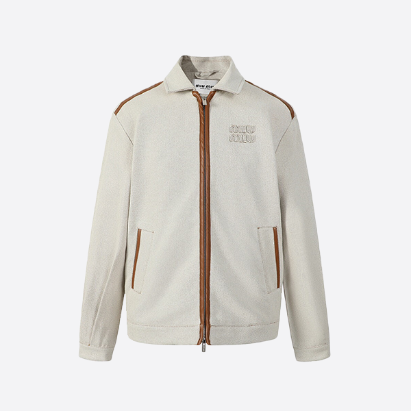 ミュウミュウ キャンバス レザー ジップ ジャケット