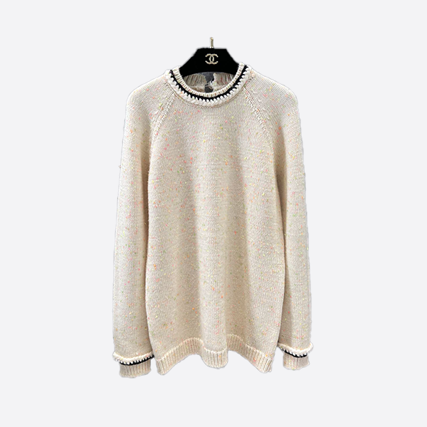 シャネル パイピング キャンディカラー ポルカドット ロング ニット セーター