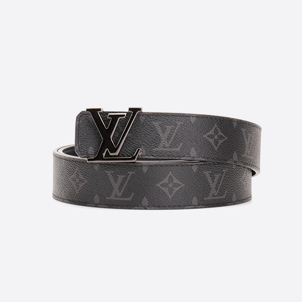 ルイヴィトン LV 光沢のある黒のロゴベルトバックルモノグラムベルト