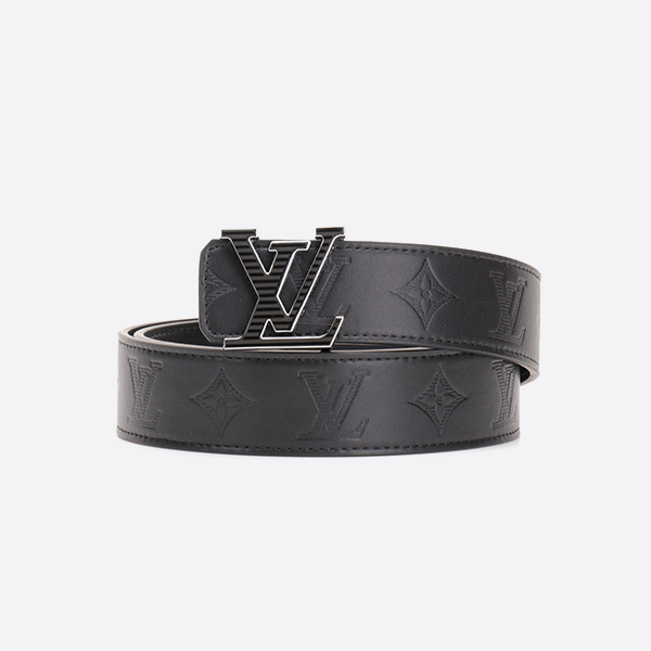 ルイヴィトン LV 光沢のある黒のロゴベルトバックルモノグラムベルト