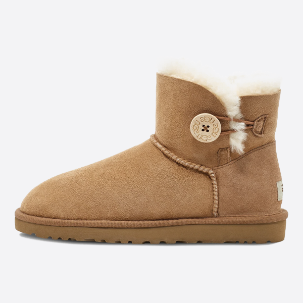 UGG ベイリー ミニ ベイリー ボタン II ブーツ シープスキン プラッシュ ショート チューブ スノーブーツ レディース チェスナット 1016422