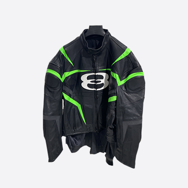 バレンシアガ バイカー ボンバー ジャケット ブラック グリーン