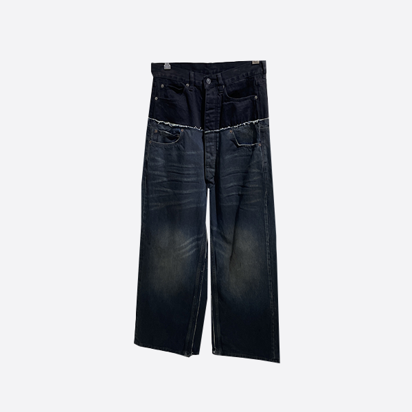 バレンシアガ レイヤード パッチワーク ジーンズ