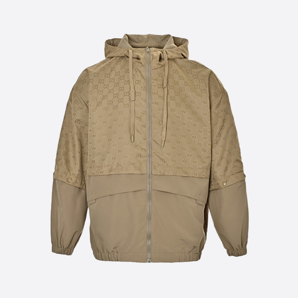 グッチ パッチワーク モノグラム フード付きトレンチコート