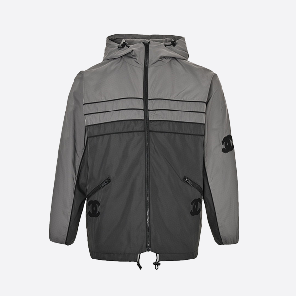 シャネル ダブルC 刺繍 ヴィンテージ ジッパー フード付き ウィンドブレーカー ジャケット