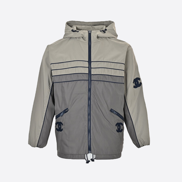 シャネル ダブルC 刺繍 ヴィンテージ ジッパー フード付き ウィンドブレーカー ジャケット