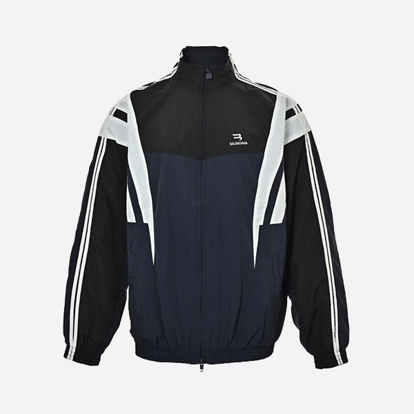 バレンシアガ 24FW ダブルフック​​刺繍 インディゴ パッチワーク スポーツスーツ ジャケット