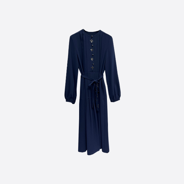 ルイ・ヴィトン メタル ラウンドネック リボンベルト 長袖ドレス