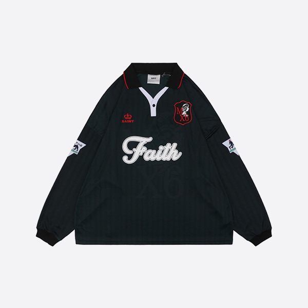 セントマイケルフェイスサッカーシャツブラック