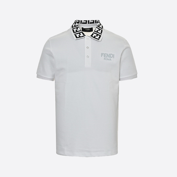 フェンディ ダブルFネックライン 胸元に刺繍文字 ポロ 半袖