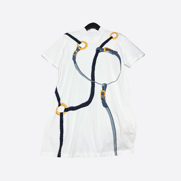 エルメス 2025 新作 スタンドカラー チェーンボタン プリントスカート