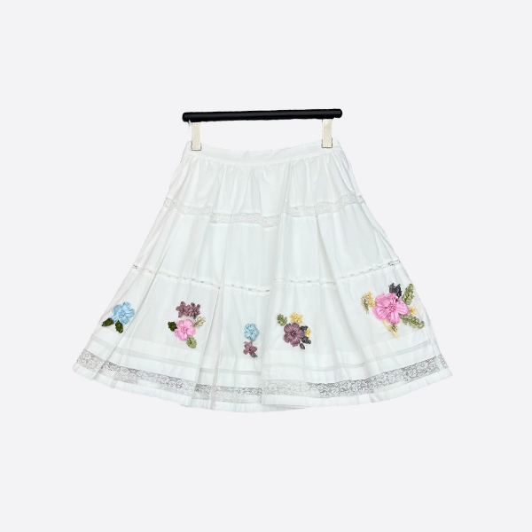 シャネル ヴィンテージ ハンドメイド レース パッチワーク スカート