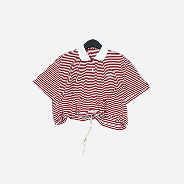 プラダ ドローストリング 半袖ポロTピンク