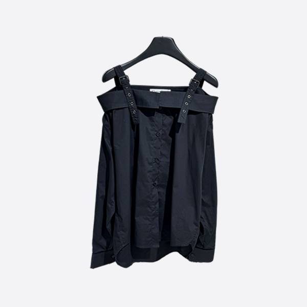 ディオールのオフショルダーポプリンシャツブラック