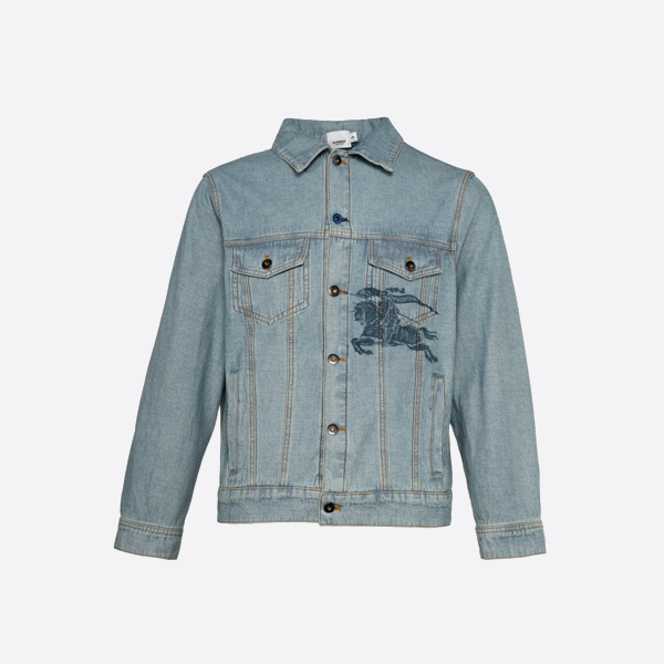 バーバリー ウォーホース プリント パッチ ヴィンテージ ウォッシュド デニム ジャケット