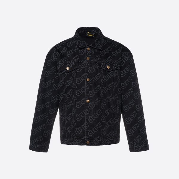 ドリューハウス 24Fw ジャスティンビーバー 欧米風 フルプリント 弾幕 レタープリント デニムジャケット カップルコート