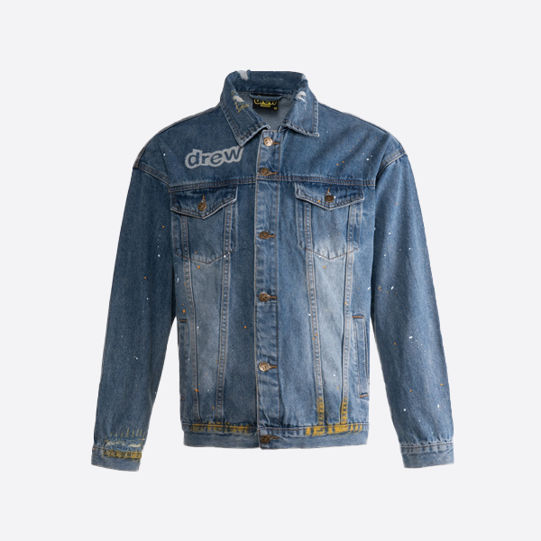 ドリューフリップスマイリーフェイスインクデニムブルージャケット