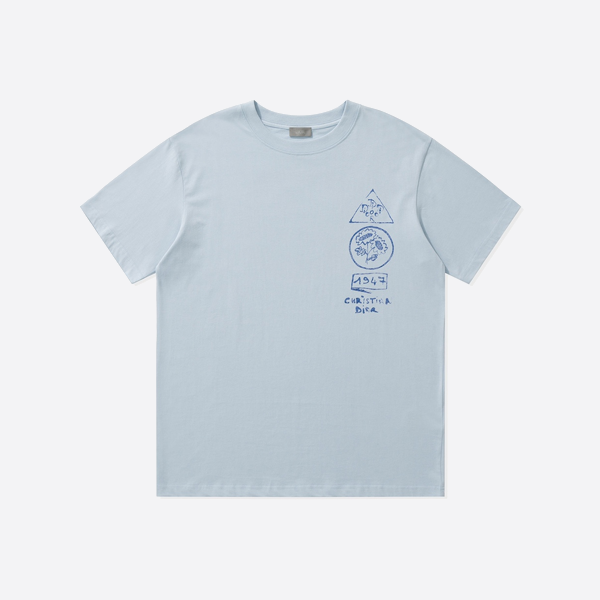 ディオール25ss ボタニカルイラスト コットンTシャツ