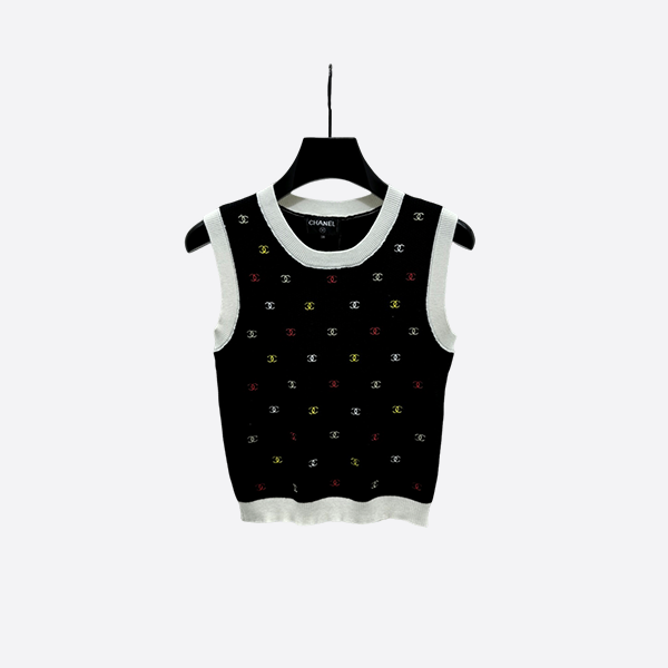 シャネル カラフル 刺繍 ダブル C ニットベスト