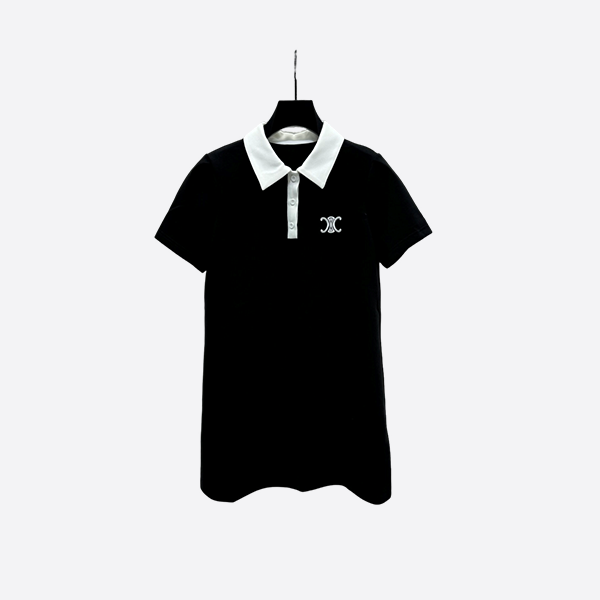 セリーヌ ポロカラー 半袖ドレス