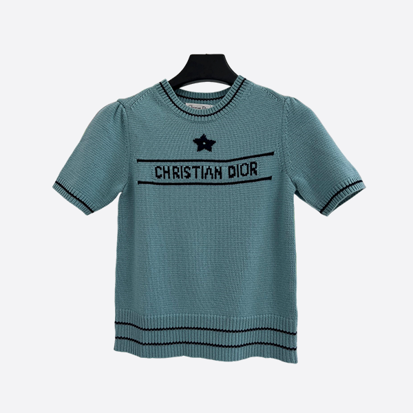ディオール 2025 新作 スター パフスリーブ シリーズ ニット 半袖 ライトブルー