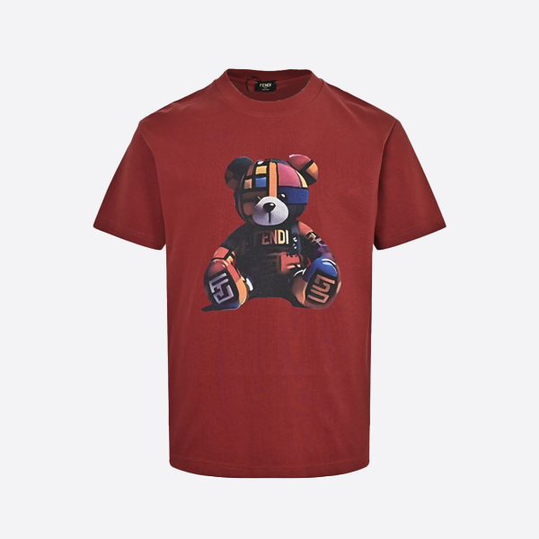 フェンディ 25ss カラフル ベア プリント 半袖レッド