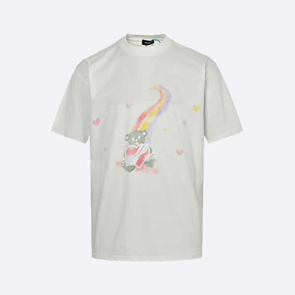  レインボーラブベアプリントTシャツ