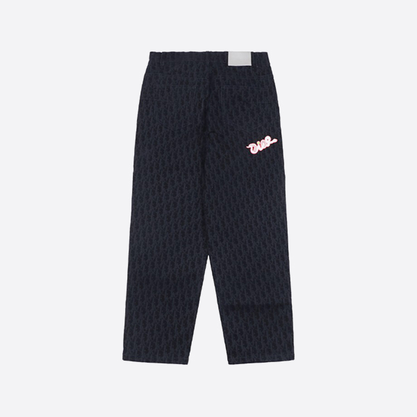 ディオールとカウズ オブリーク ヘリテージ ジーンズ ブルー コットン デニム