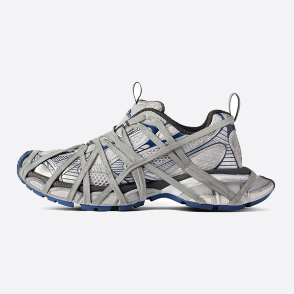 バレンシアガ 3XL レースアップ ホワイト、シルバー、ブルー カラーマッチング ダッドシューズ 778698W3XLL9114