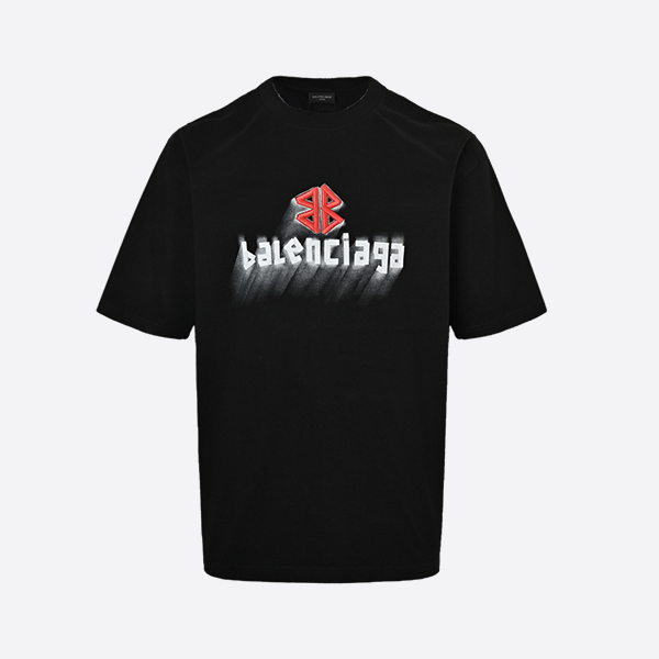 バレンシアガ 25SS ダブルB刺繍と3Dインクジェットロゴ リップド ショートスリーブ
