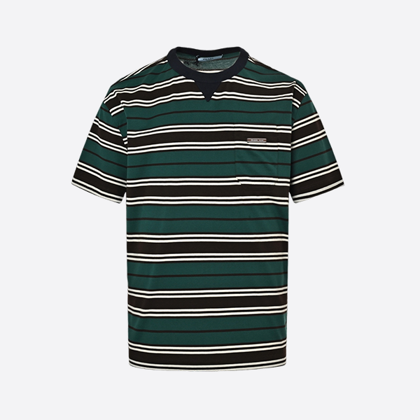 プラダ レターパッチ刺繍ストライプコントラスト半袖