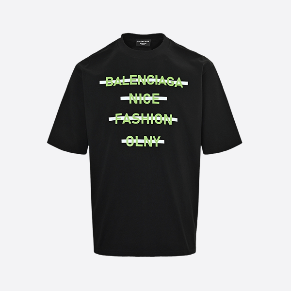 バレンシアガ ストライプ レタープリント ショートスリーブ