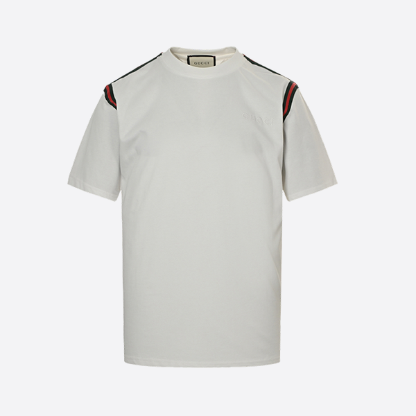 グッチ 24SS 赤と緑のリボン刺繍入りスモールロゴ半袖