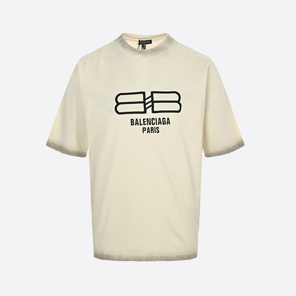 バレンシアガ ウォッシュ加工 刺繍 ロックレター ショートスリーブ