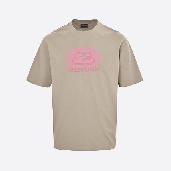 バレンシアガ 25ss ロックレター刺繍 インクジェット 半袖 キャメル