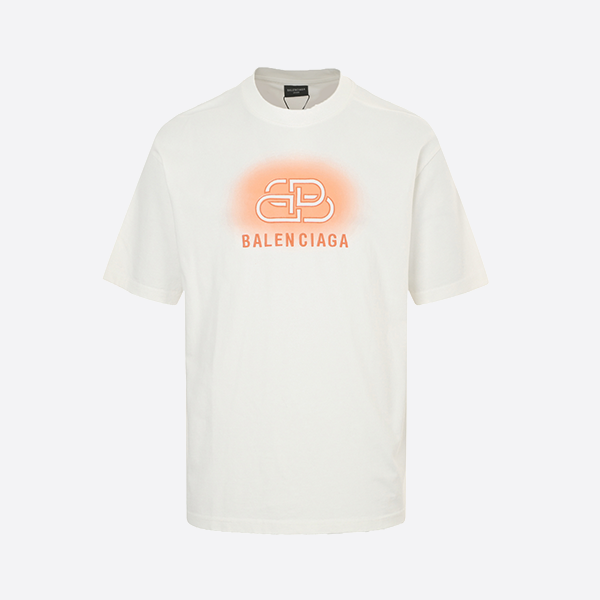 バレンシアガ 25ss ロックレター刺繍 インクジェット 半袖 ホワイト