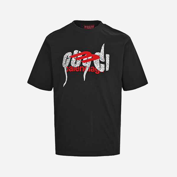 グッチ＆バレンシアガ レタリングプリント フロック加工 半袖