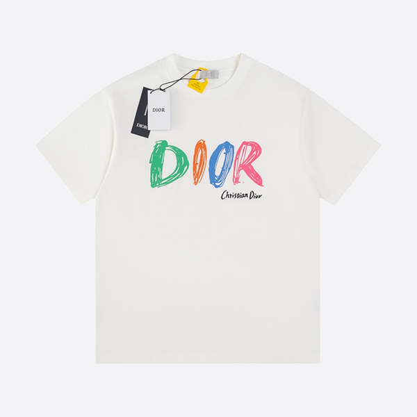 ディオール 25SS 新作カラープリントレター半袖Tシャツ