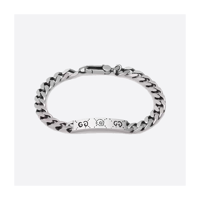 【正】シルバー925 グッチ ゴースト チェーンブレスレット 455321 J8400 0701