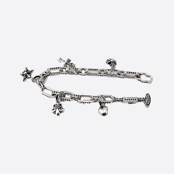 【正】クロムハーツ S925 スターリングシルバー マルチエレメント クロス アンカー ヴィンテージ ブレスレット 15163-241007-0284