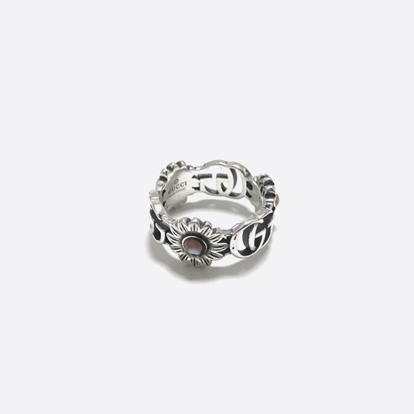 グッチ 925 スターリングシルバー ダブルG フラワーリング 527394 J8440 8184